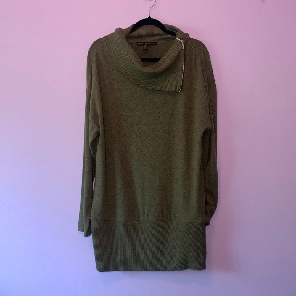 White House Black Market Green Comfortable Dress with Zipper feature sz Large